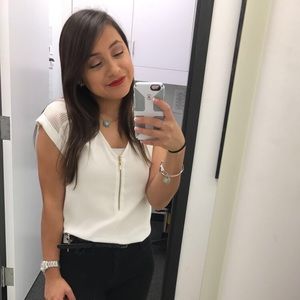 Express- half zip silky beige blouse